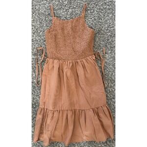 Wishlist‎ Apparel Women's M Peachy Pink Boho Midi Dress Smocked Sleeveless Flowy